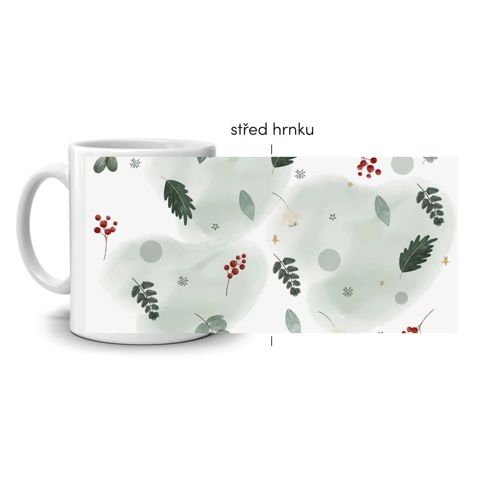 Bílý keramický hrnek 330ml s obrázkem - vánoční harmonie