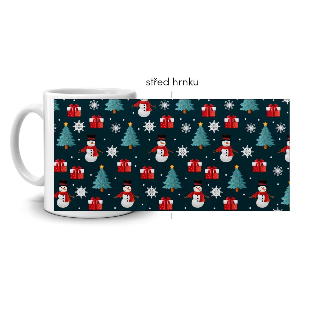 Bílý keramický hrnek 330ml s obrázkem - vánoční motiv
