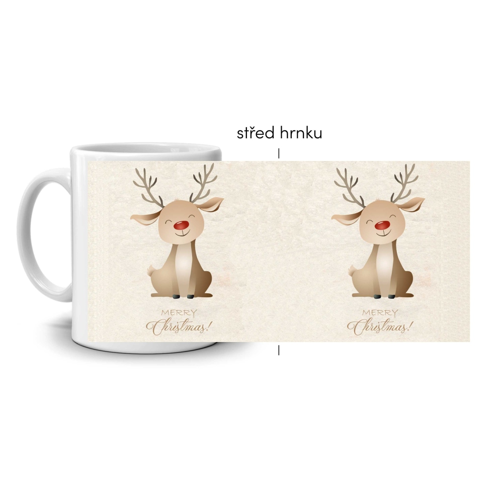 Bílý keramický hrnek 330ml s obrázkem - vánoční sobík