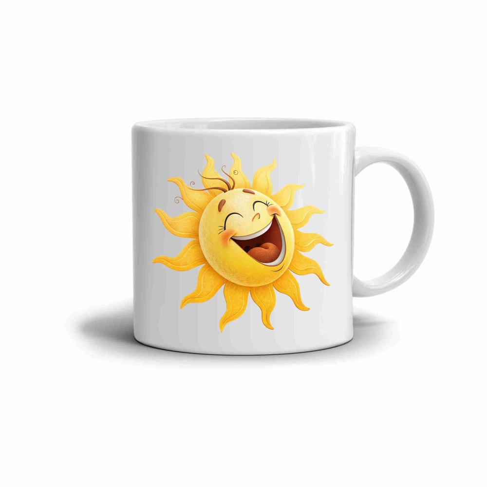 Bílý keramický hrnek 330ml s obrázkem - veselé slunce
