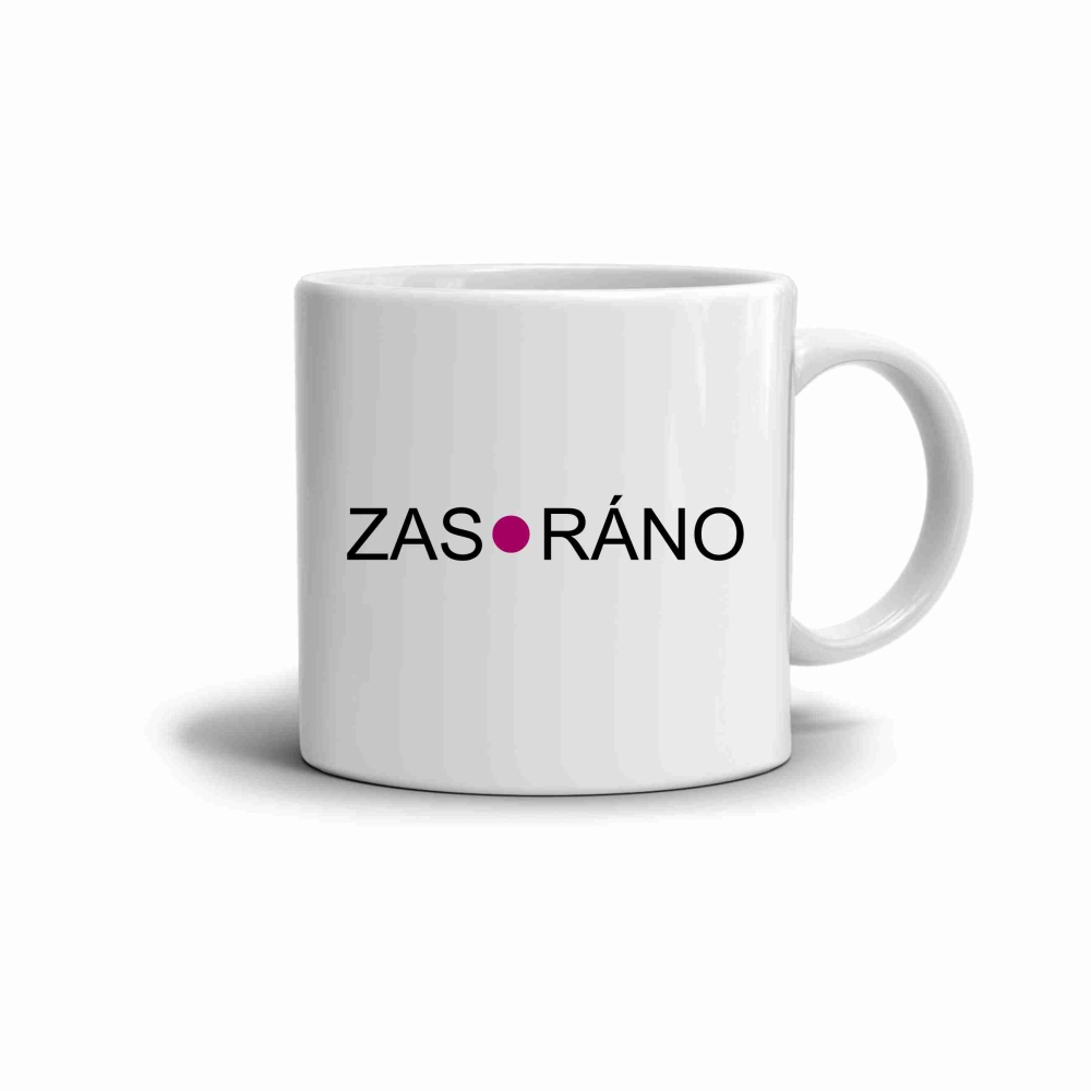 Bílý keramický hrnek 330ml s obrázkem - zas ráno