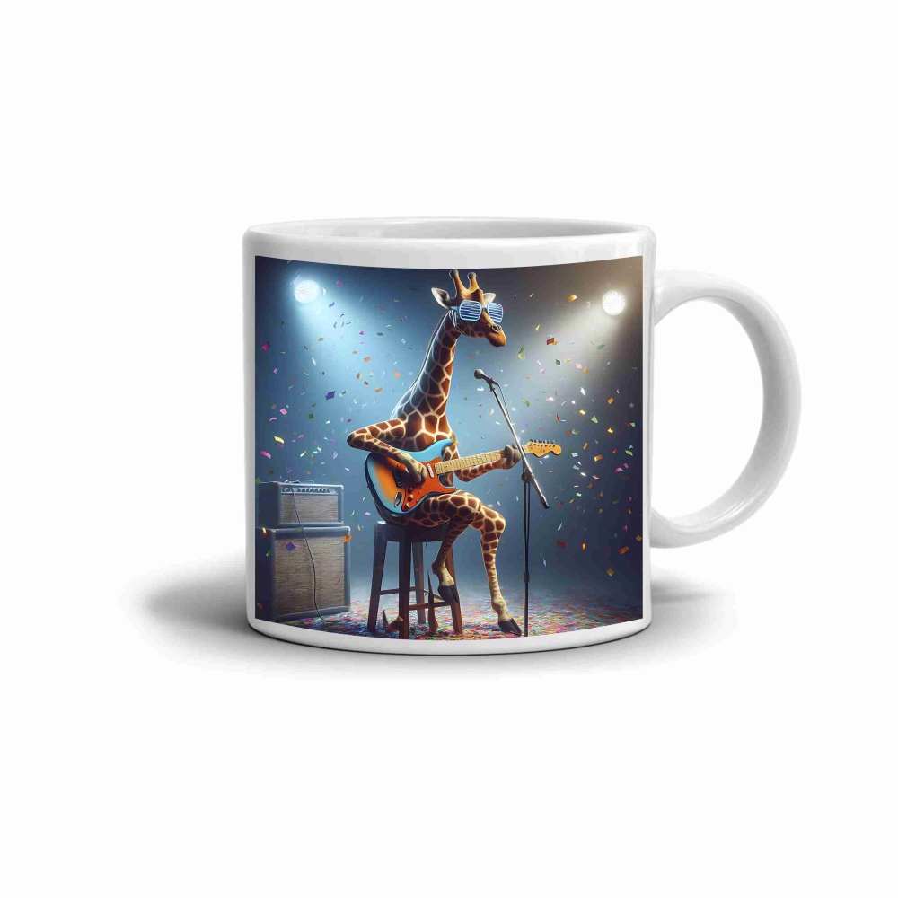 Bílý keramický hrnek 330ml s obrázkem - žirafí legenda