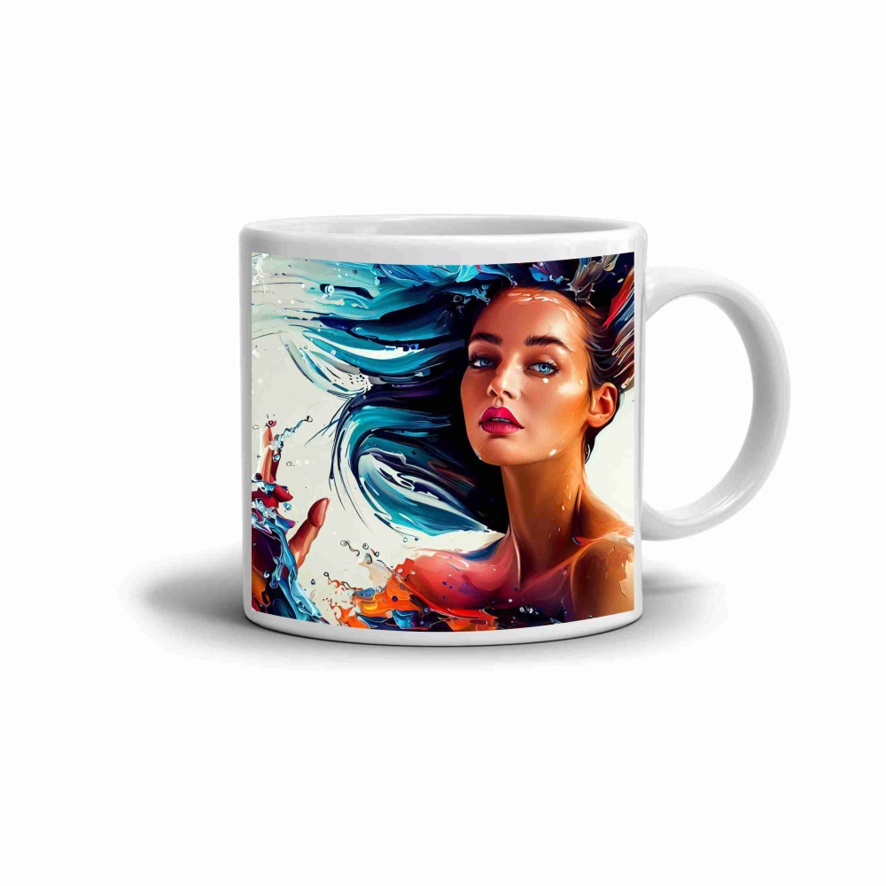 Bílý keramický hrnek 330ml s obrázkem - živelná krása