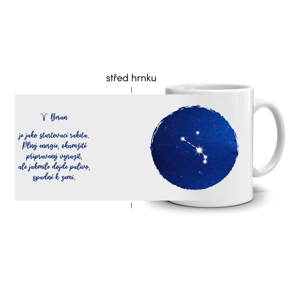 Bílý keramický hrnek 330ml s obrázkem - znamení beran
