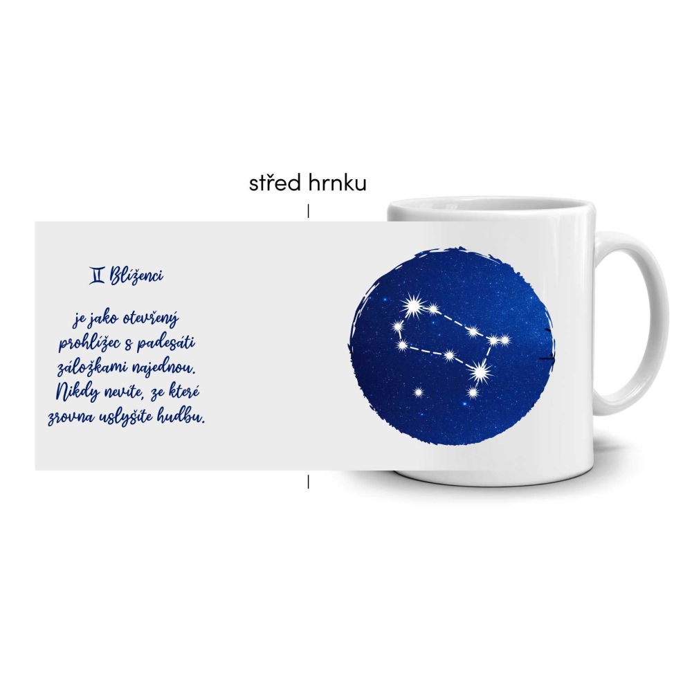 Bílý keramický hrnek 330ml s obrázkem - znamení blíženci