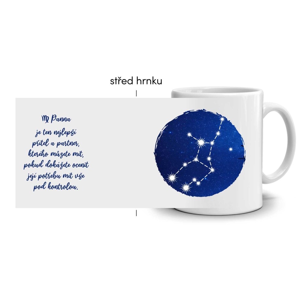 Bílý keramický hrnek 330ml s obrázkem - znamení panna