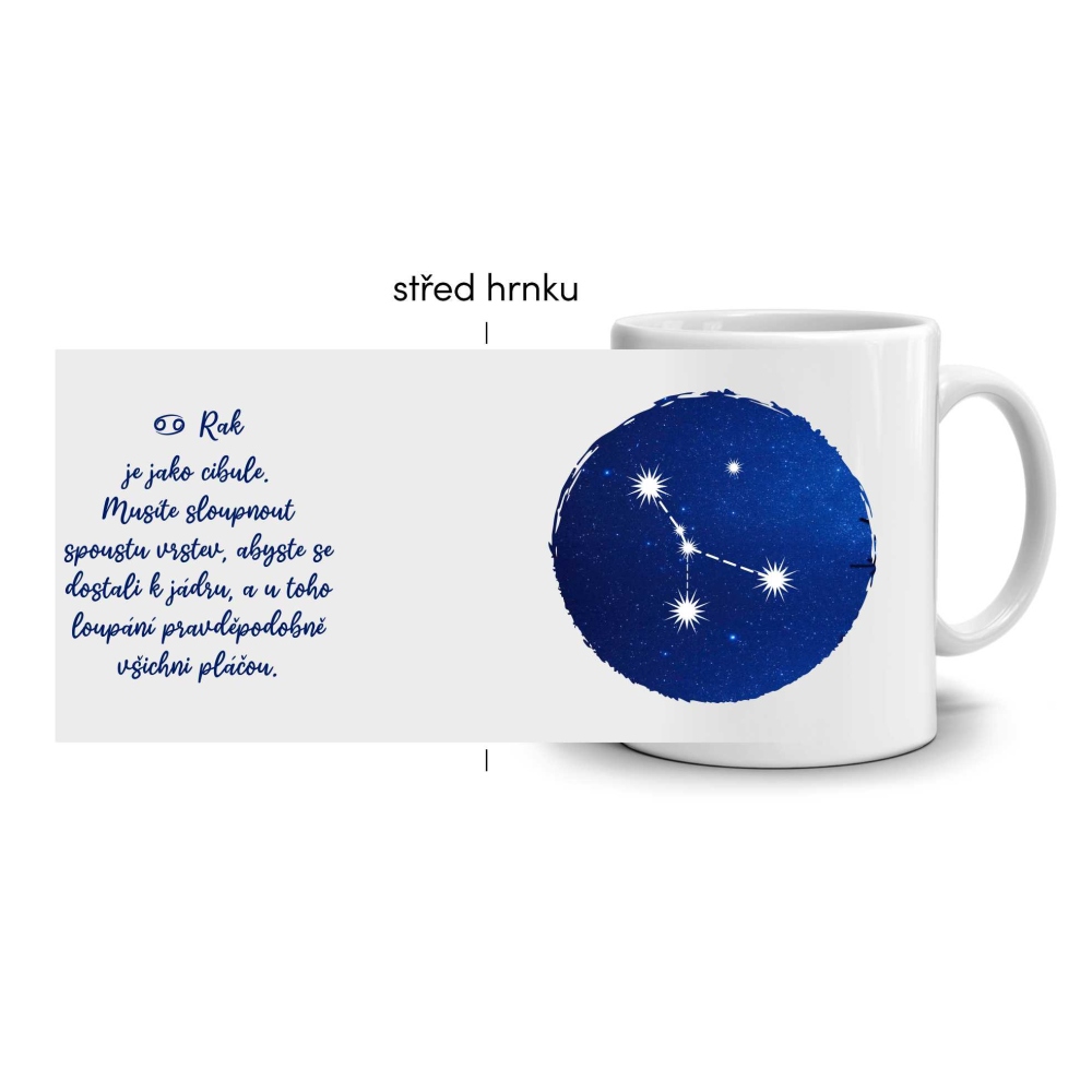 Bílý keramický hrnek 330ml s obrázkem - znamení rak