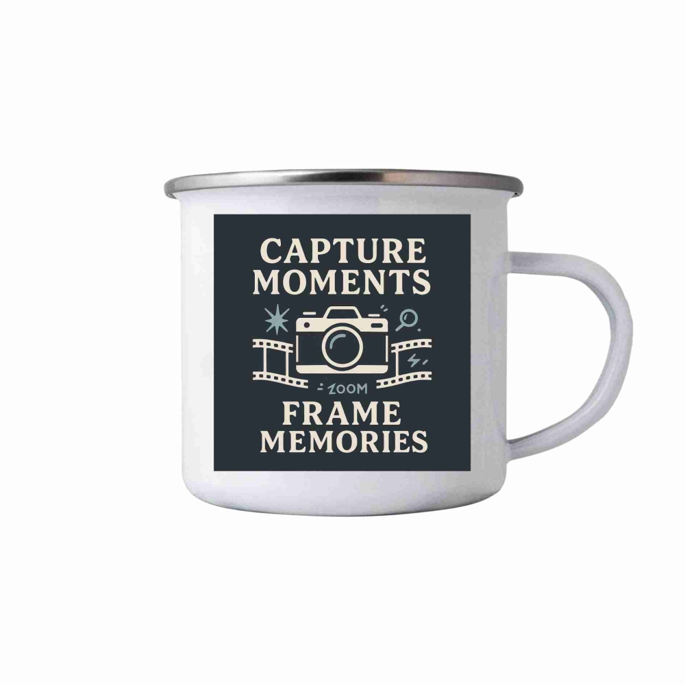 Bílý plechový hrnek 380ml s obrázkem - capture moments
