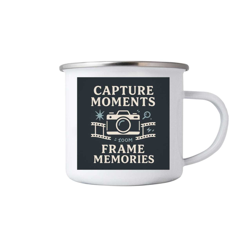 Bílý plechový hrnek 380ml s obrázkem - capture moments