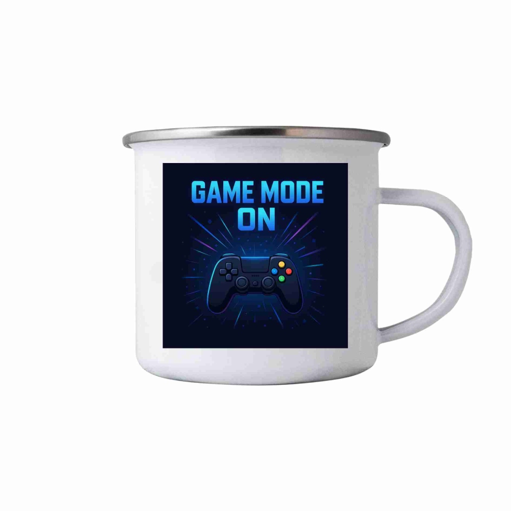 Bílý plechový hrnek 380ml s obrázkem - game mode