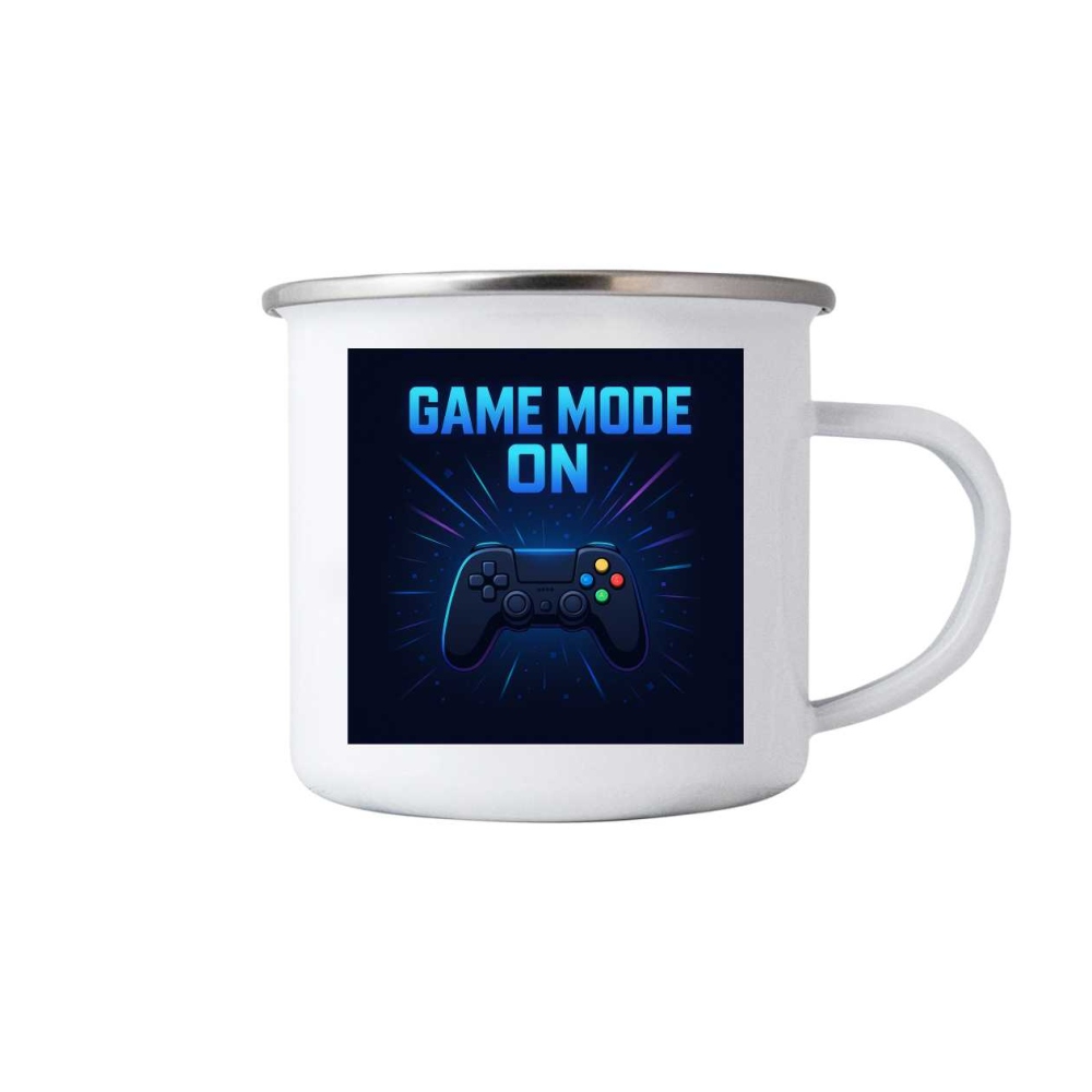 Bílý plechový hrnek 380ml s obrázkem - game mode