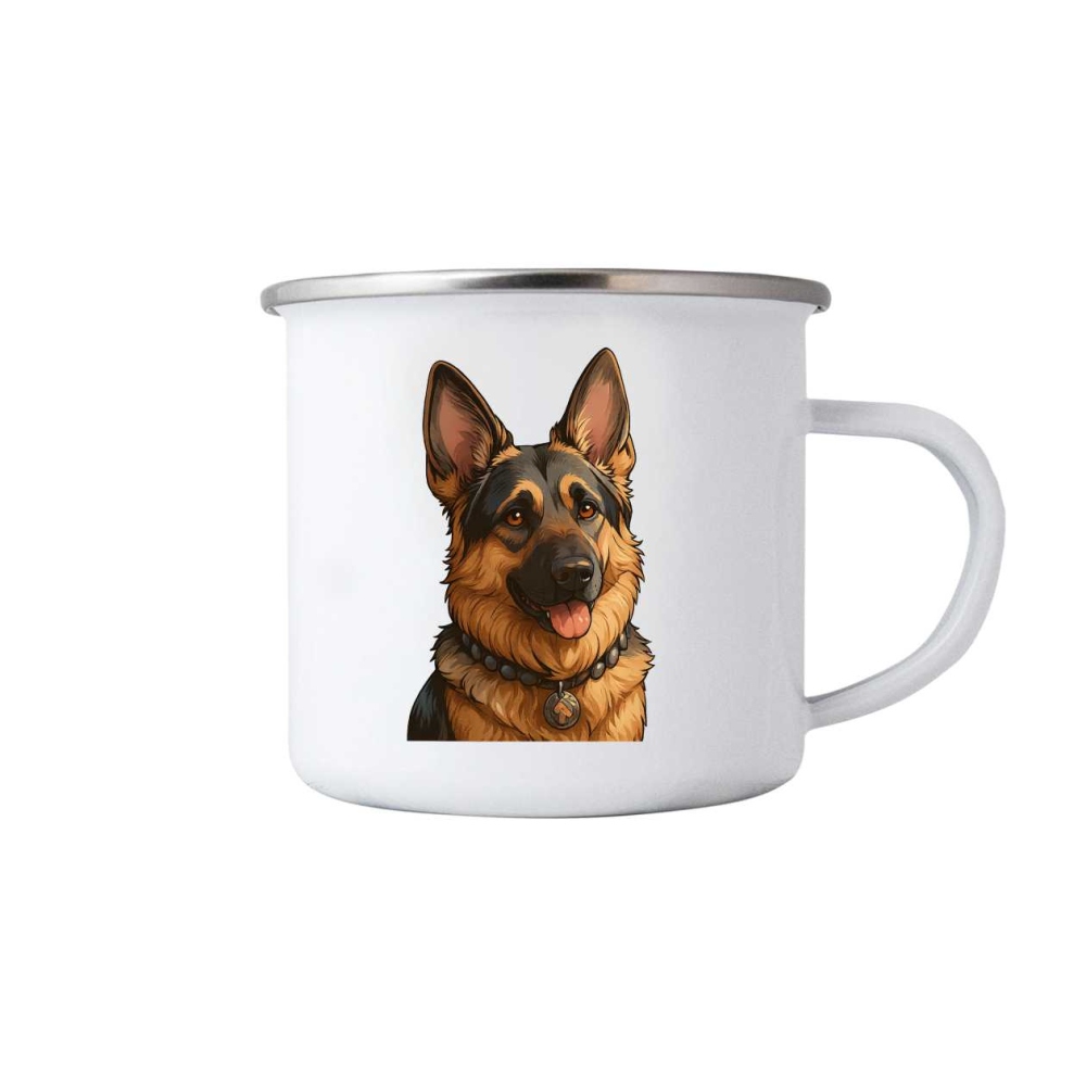 Bílý plechový hrnek 380ml s obrázkem - německý ovčák 3