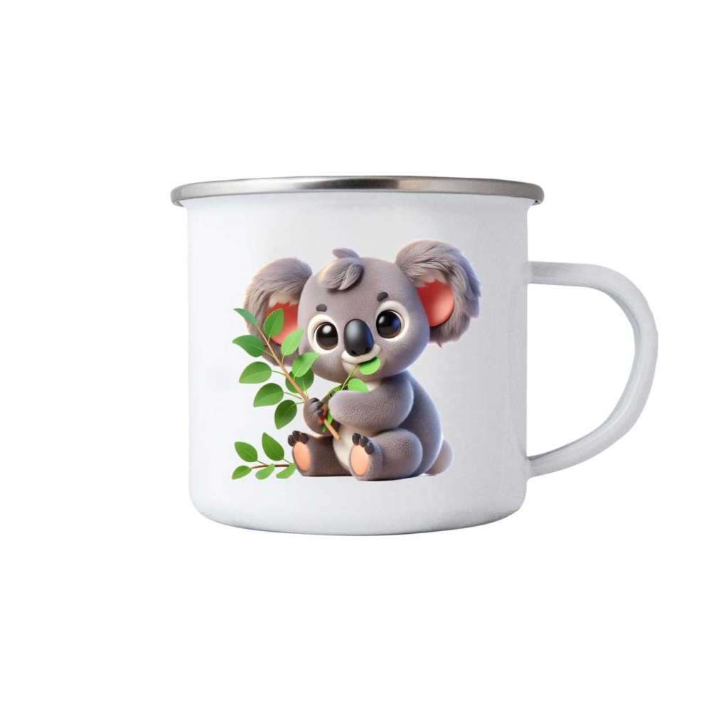 Bílý plechový hrnek 380ml s obrázkem - roztomilá koala