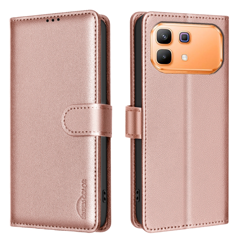 BINFEN knížkové pouzdro na Infinix Note 60 5G/Note 60 Pro 5G - růžovozlaté