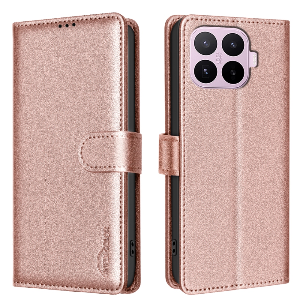 BINFEN knížkové pouzdro na Xiaomi 17T Pro - růžovozlaté
