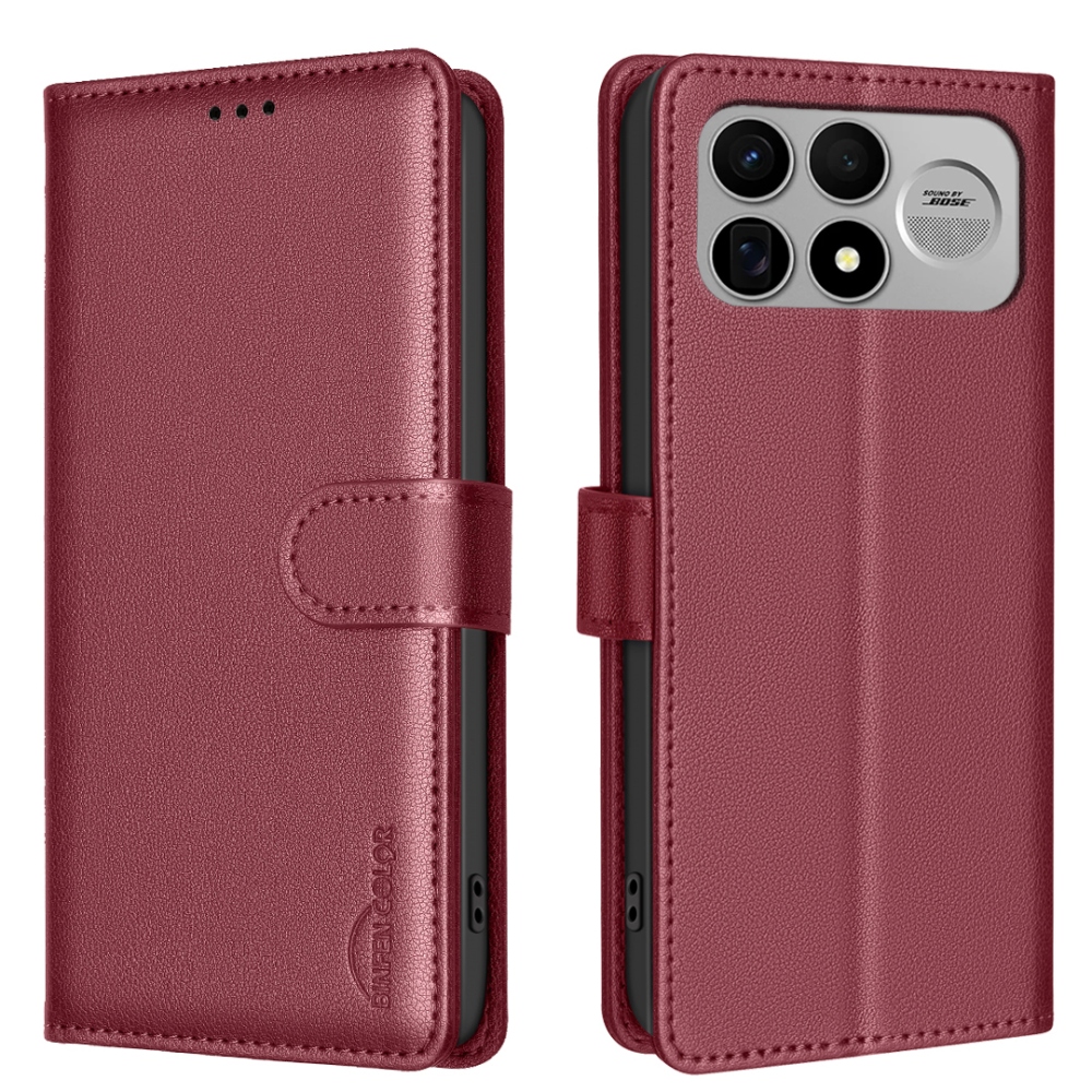 BINFEN knížkové pouzdro na Xiaomi Poco F9 Ultra/F8 Ultra 5G - červené