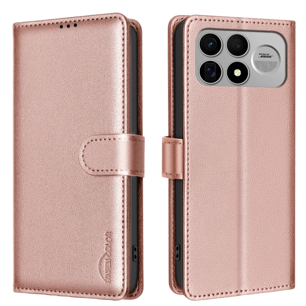 BINFEN knížkové pouzdro na Xiaomi Poco F9 Ultra/F8 Ultra 5G - růžovozlaté