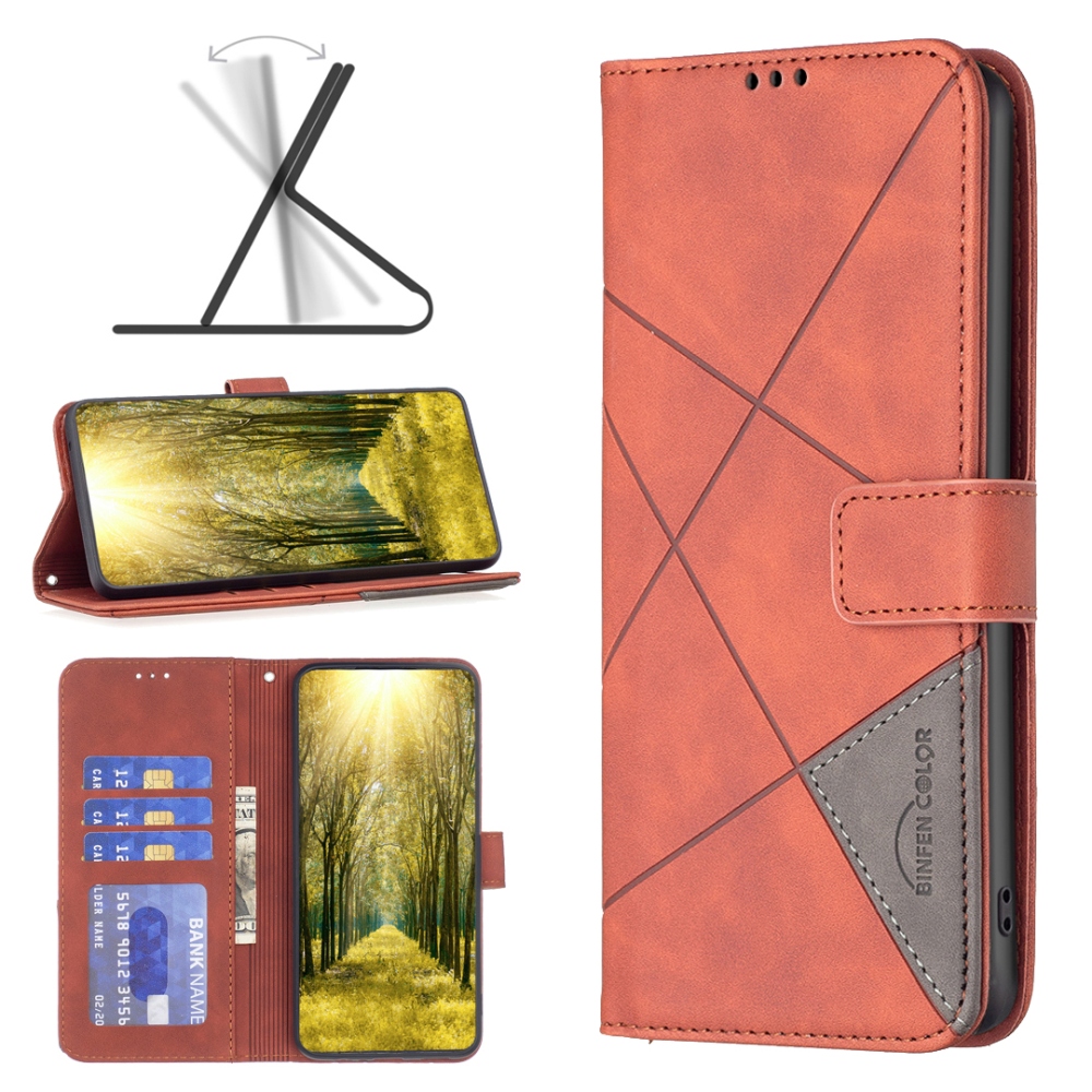 BINFEN knížkové pouzdro na Xiaomi Redmi 17 4G/5G - hnědé