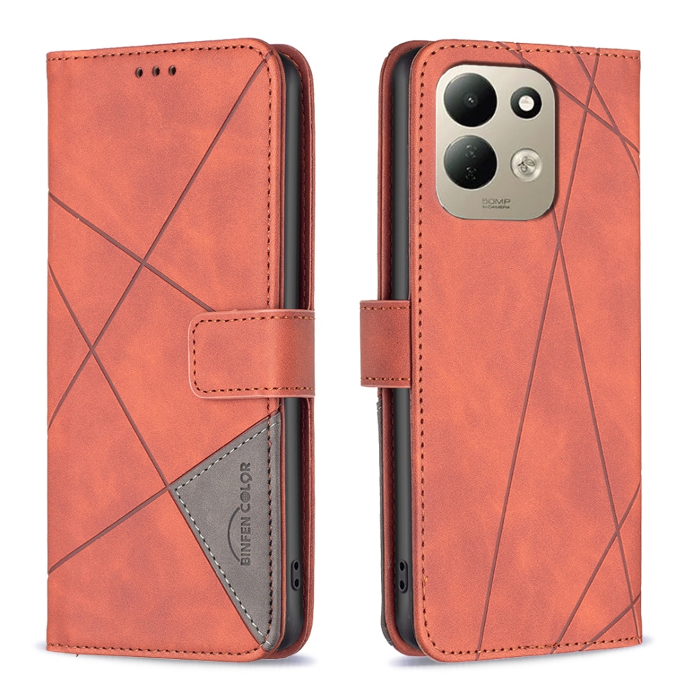BINFEN knížkové pouzdro na Xiaomi Redmi 17 4G/5G - hnědé