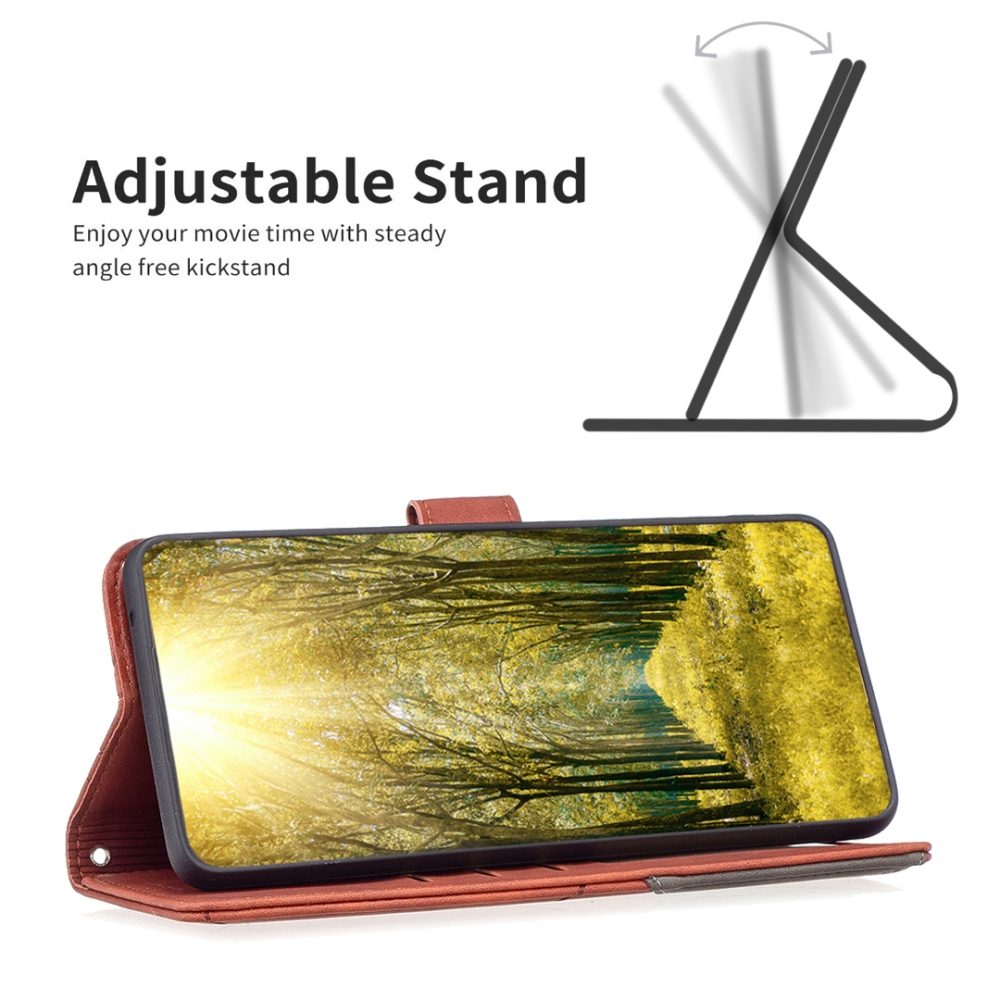 BINFEN knížkové pouzdro na Xiaomi Redmi 17 4G/5G - hnědé