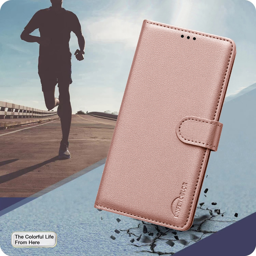 BINFEN knížkové pouzdro na Xiaomi Redmi Note 15 Pro 4G - růžovozlaté