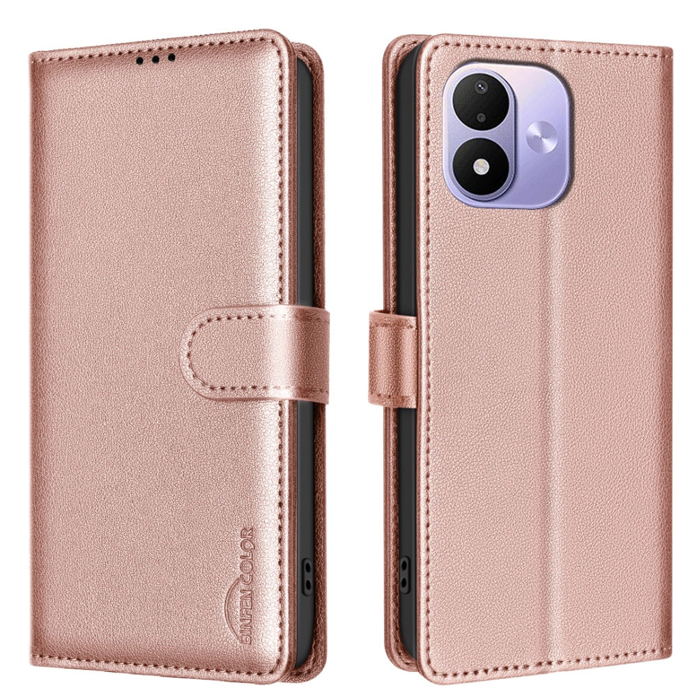 BINFEN knížkové pouzdro na Xiaomi Redmi Note 17 Pro 5G - růžovozlaté