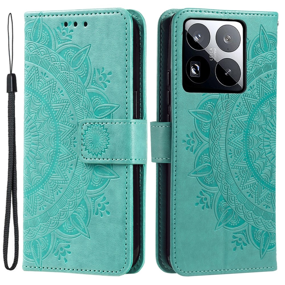 Mandala knížkové pouzdro na Xiaomi 15 Pro - modrozelené