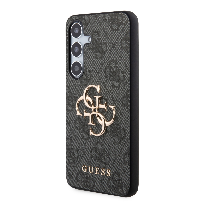 Guess PU 4G Metal Logo Zadní Kryt pro Samsung Galaxy S24 Grey