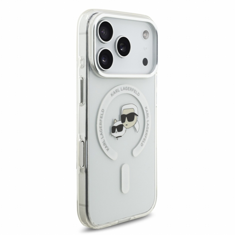 Karl Lagerfeld IML K&CH Heads Metal Frame MagSafe Zadní Kryt pro iPhone 18 Pro White