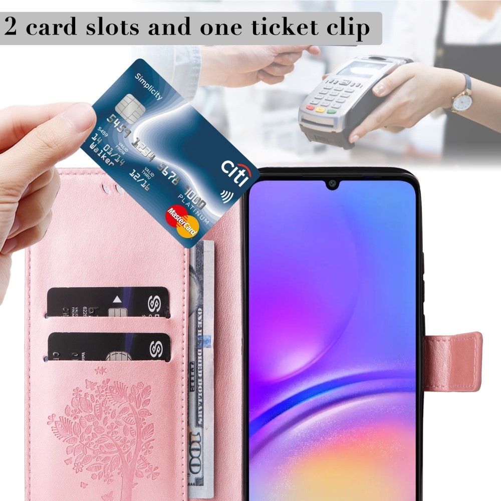 Trees knížkové pouzdro na Samsung Galaxy A06 4G - růžovozlaté