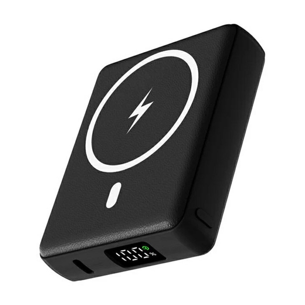 E42A Magnetická powerbanka 10000 mAh s bezdrátovým nabíjením - černá