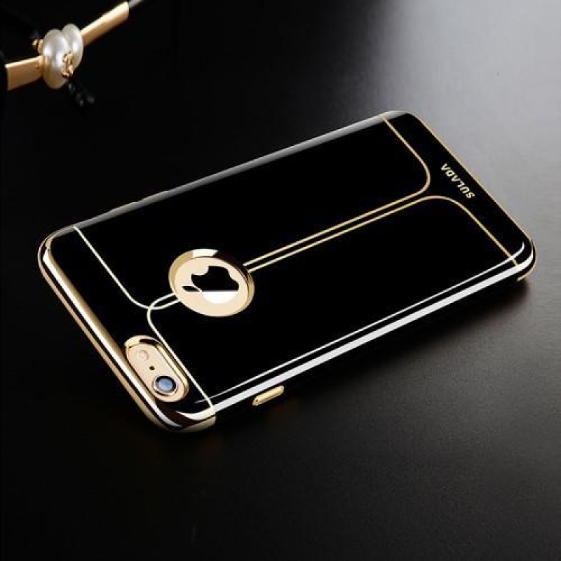 Black elegantní gelový obal na iPhone 6s Plus a 6 Plus - zlatý