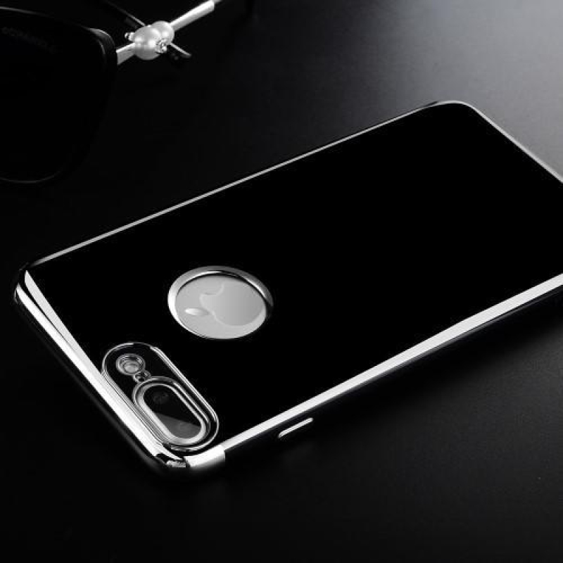 Black elegantní gelový obal na iPhone 8 Plus a iPhone 7 Plus - stříbrný