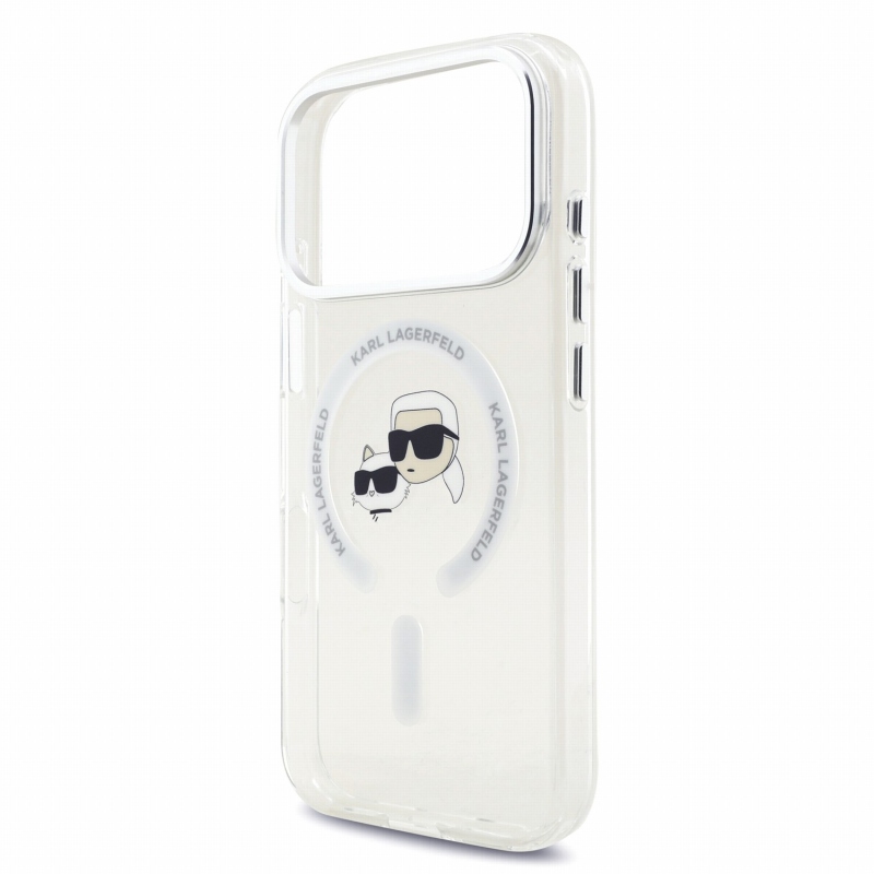 Karl Lagerfeld IML K&CH Heads Metal Frame MagSafe Zadní Kryt pro iPhone 18 Pro White