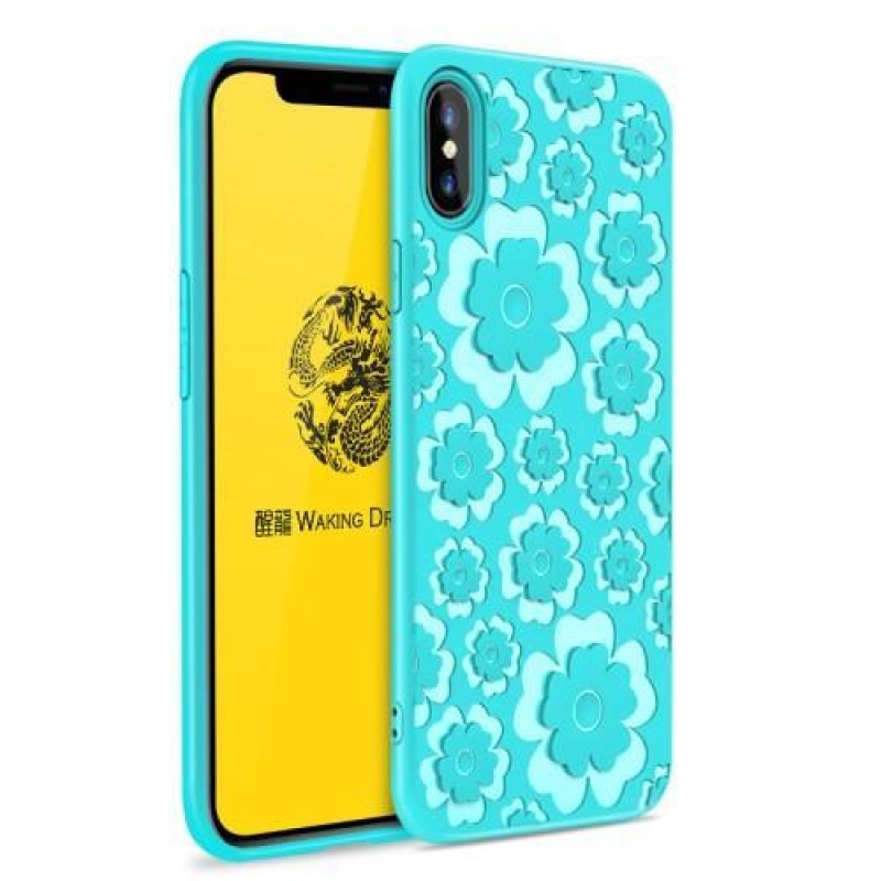 Bloom 3D gelový obal na iPhone X - modrozelený