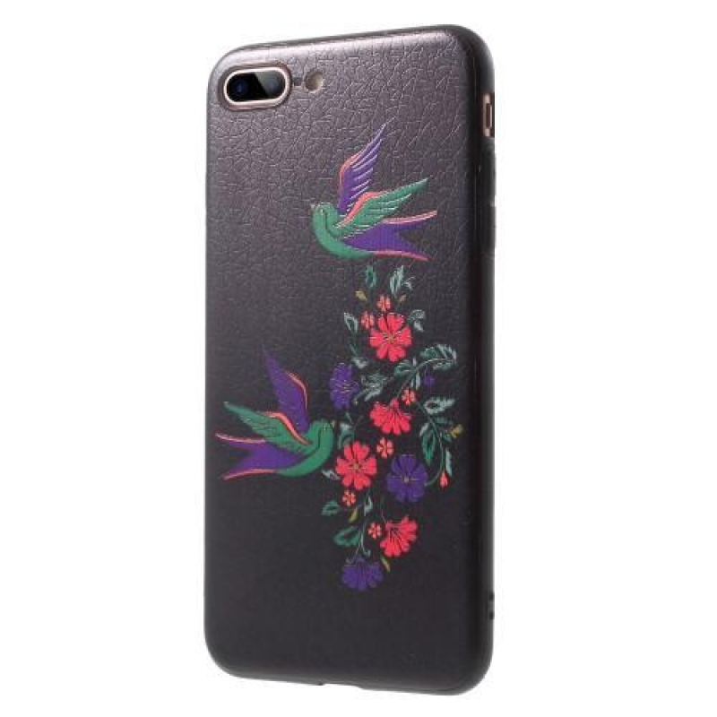 Bloom gelový obal na iPhone 7 Plus a iPhone 8 Plus - ptáčci a kvítky