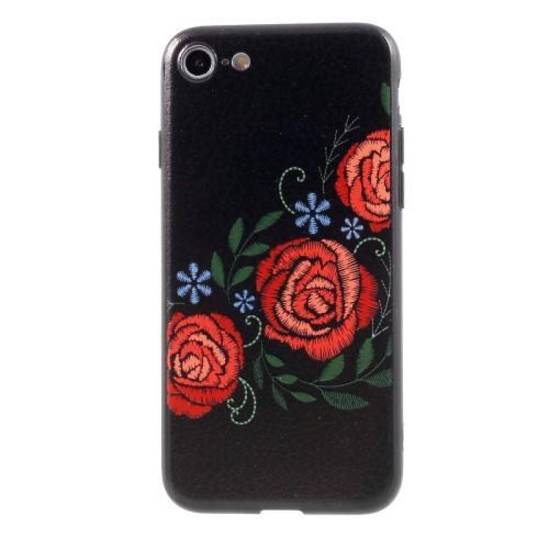 Bloom gelový obal na iPhone 8 a iPhone 7 - červenomodrá kytice