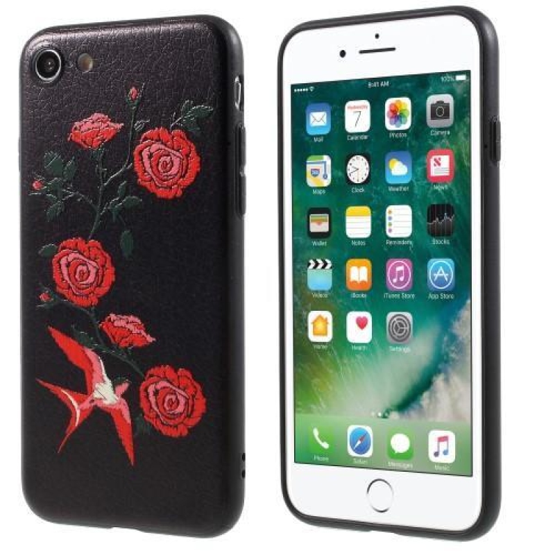 Bloom gelový obal na iPhone 8 a iPhone 7 - růže a pták