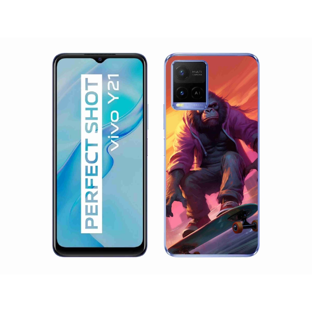 Gelový kryt mmCase na Vivo Y21/Y21s/Y33s - gorila na skateboardu