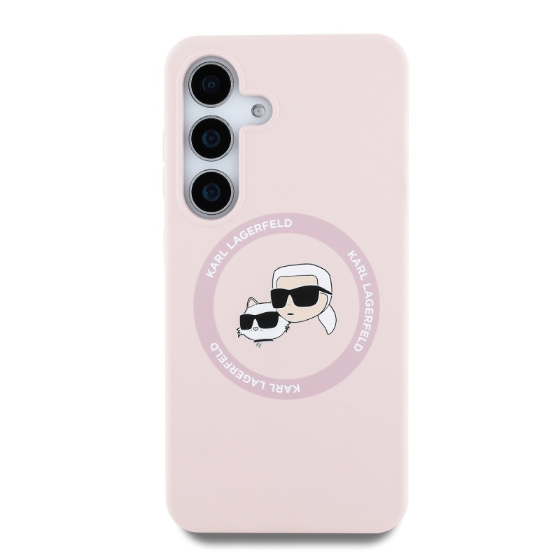 Karl Lagerfeld Liquid Silicone K&CH Heads MagSafe Zadní Kryt pro Samsung Galaxy S25+ Pink