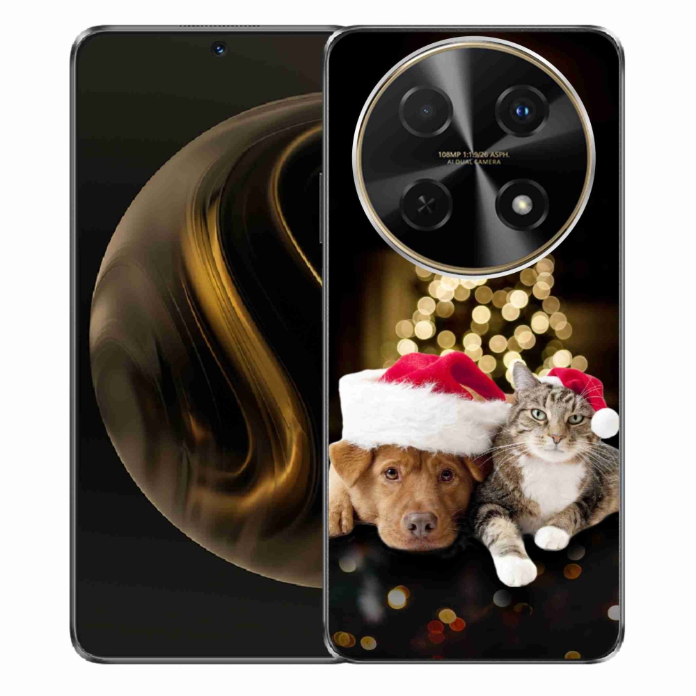Gelový kryt mmCase na Huawei Nova 12i - vánoční pes a kočka