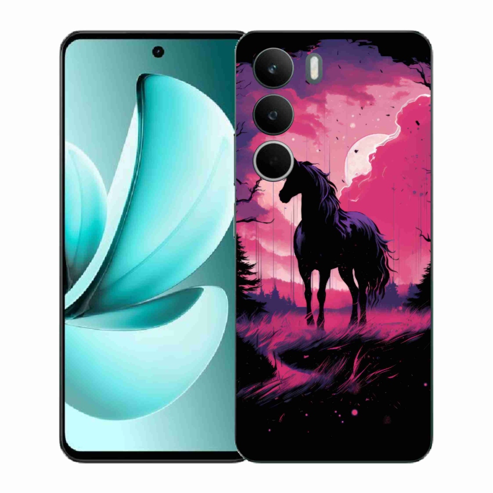 Gelový kryt mmCase na Realme C71 - černý kreslený kůň 1