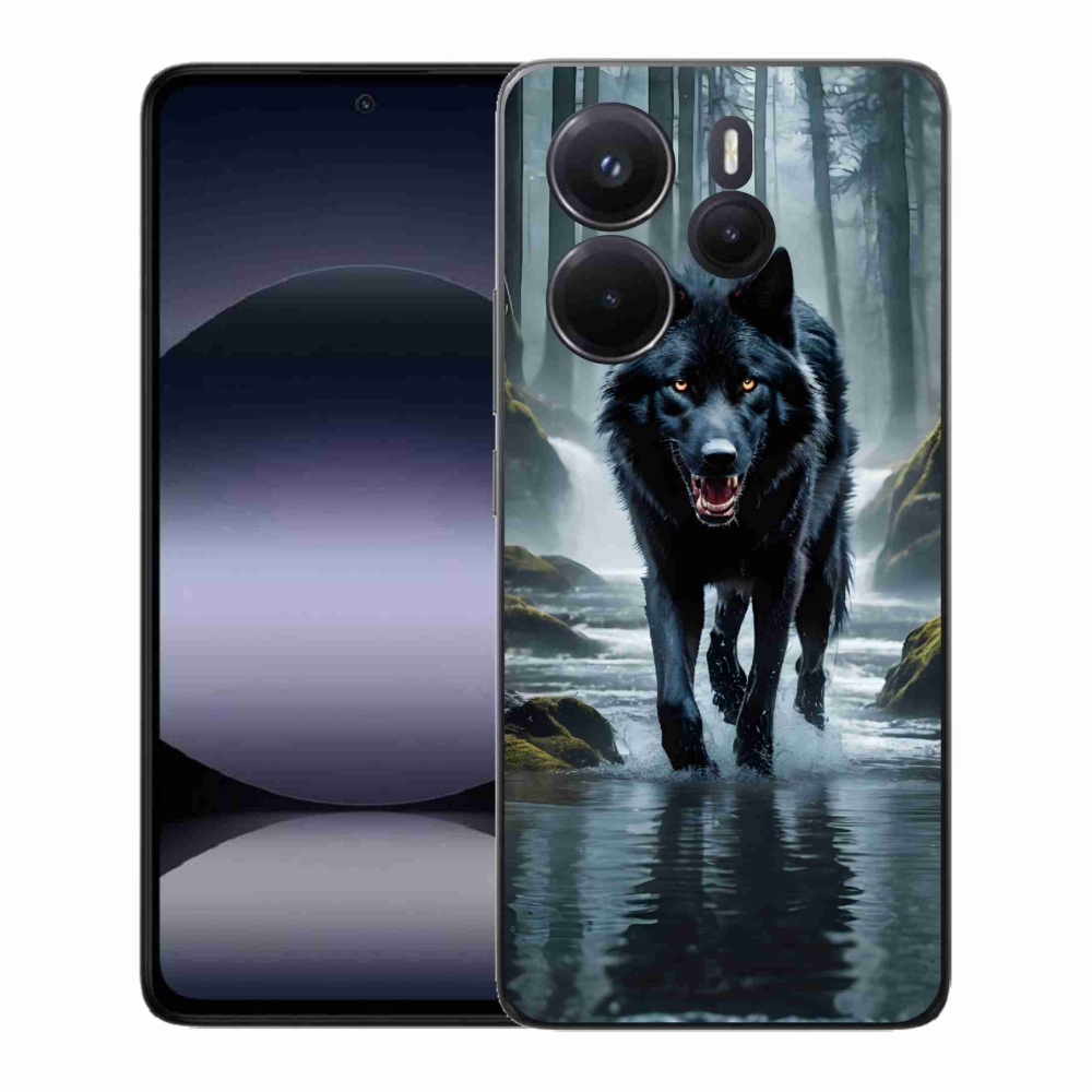 Gelový kryt mmCase na Xiaomi Redmi Note 14 - černý vlk