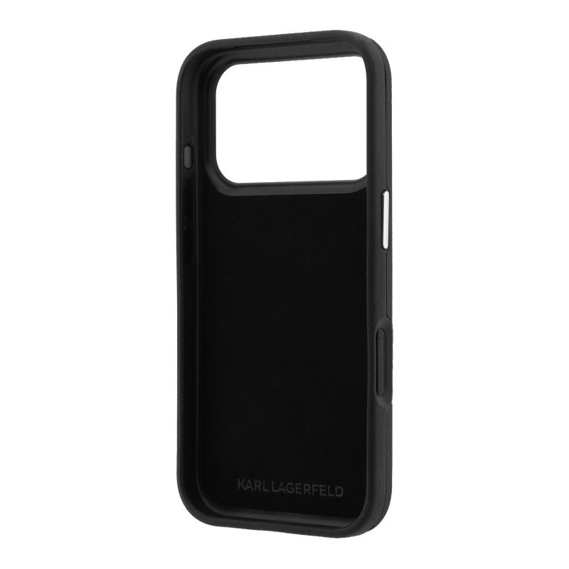 Karl Lagerfeld PU Semi Wrap Saffiano K&CH Heads Zadní Kryt pro iPhone 18 Pro Black