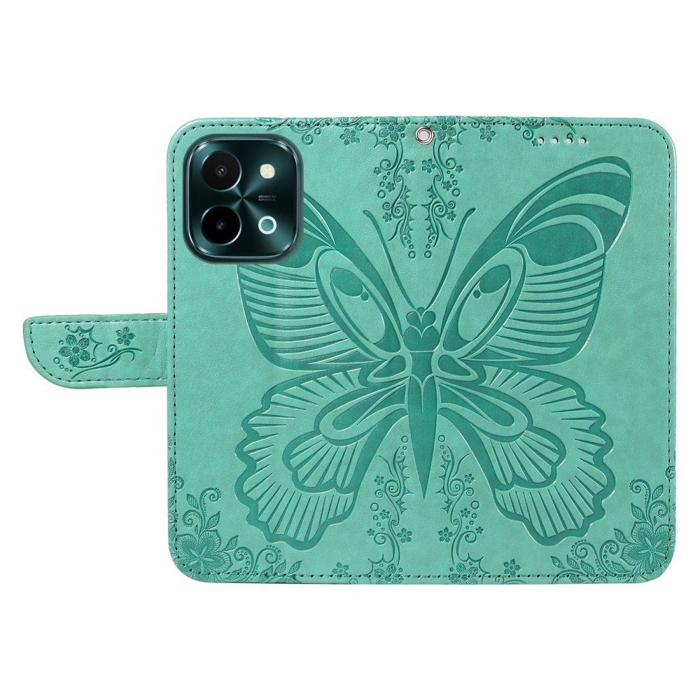 Floral Butterfly knížkové pouzdro na Vivo Y28 - modrozelené