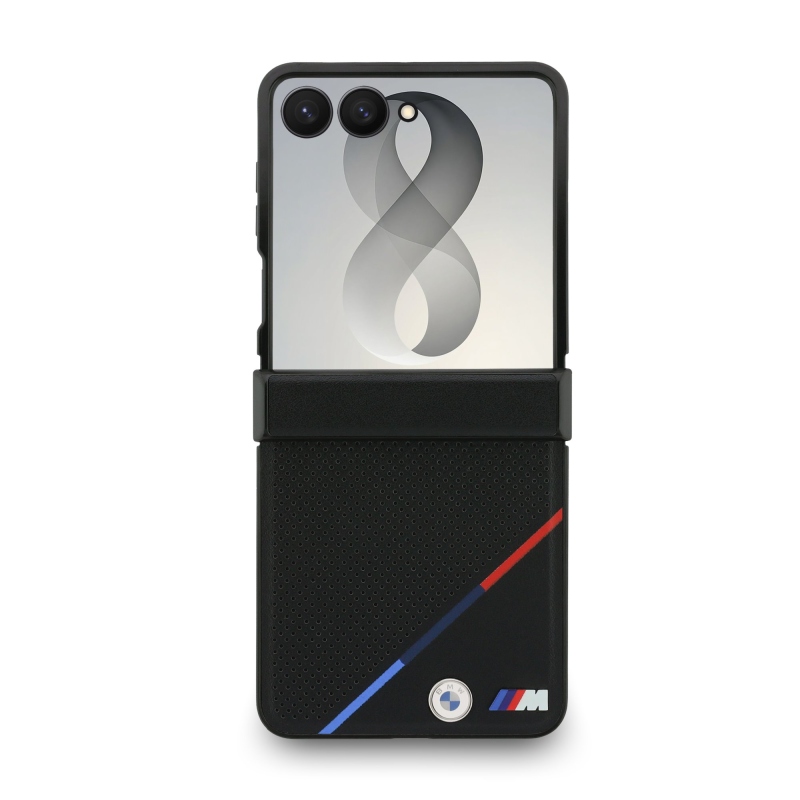 BMW M PU Perforated Tricolor Stripe Magnetic Zadní Kryt pro Samsung Galaxy Z Flip 8 Black