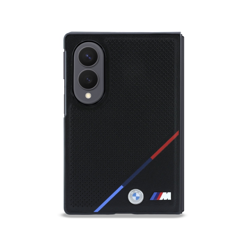 BMW M PU Perforated Tricolor Stripe Magnetic Zadní Kryt pro Samsung Galaxy Z Fold 8 Black