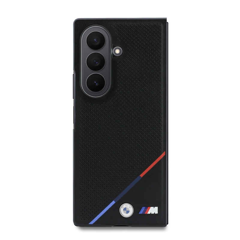 BMW M PU Perforated Tricolor Stripe Magnetic Zadní Kryt pro Samsung Galaxy Z Fold 8 Ultra Black
