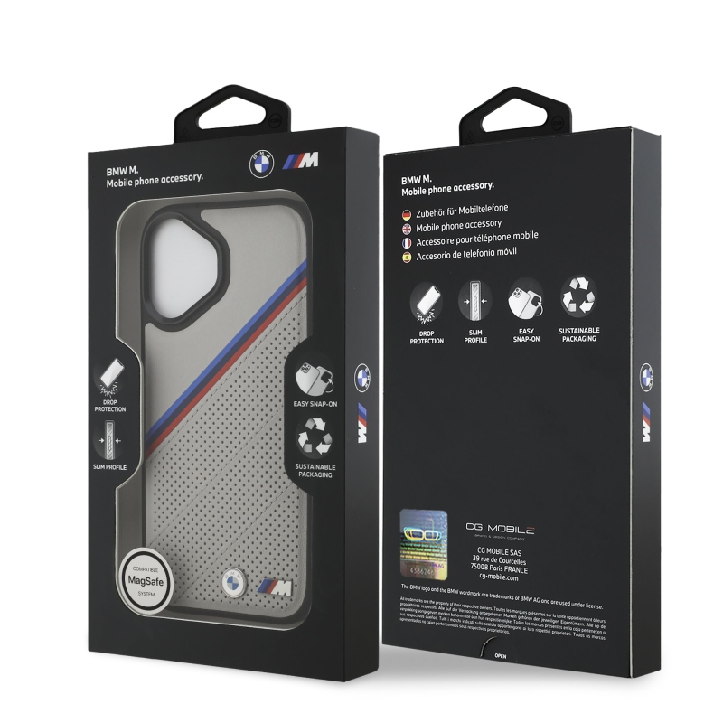 BMW M Tricolor Perforated Pattern MagSafe Kryt pro iPhone 17 Gray