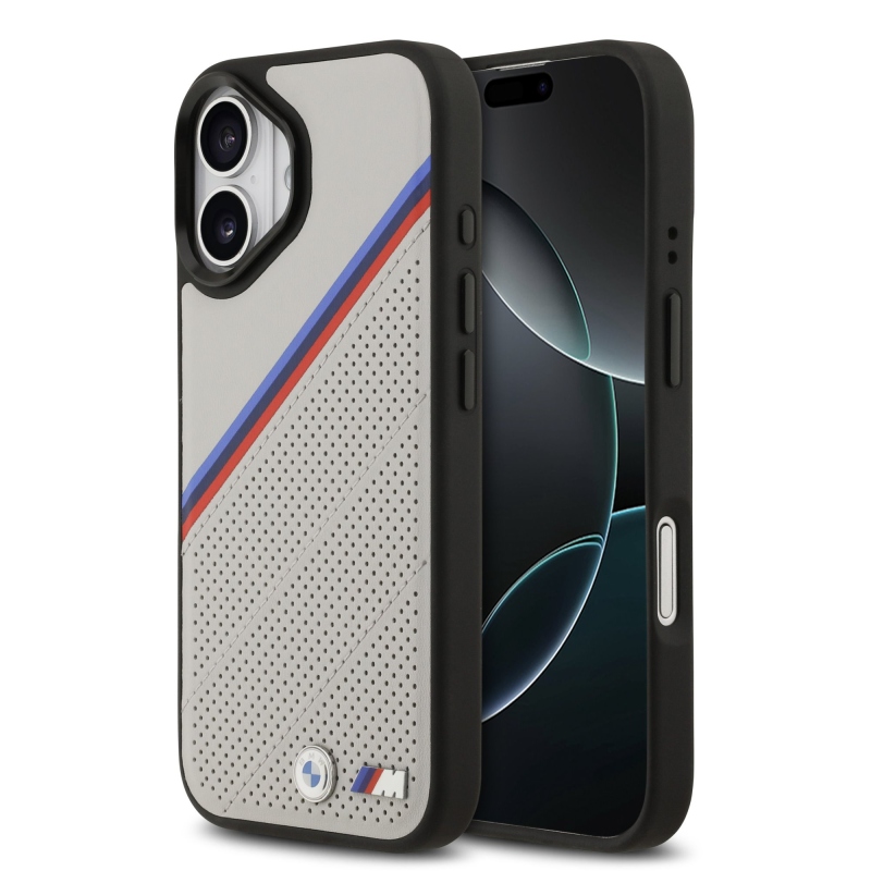 BMW M Tricolor Perforated Pattern MagSafe Kryt pro iPhone 17 Gray